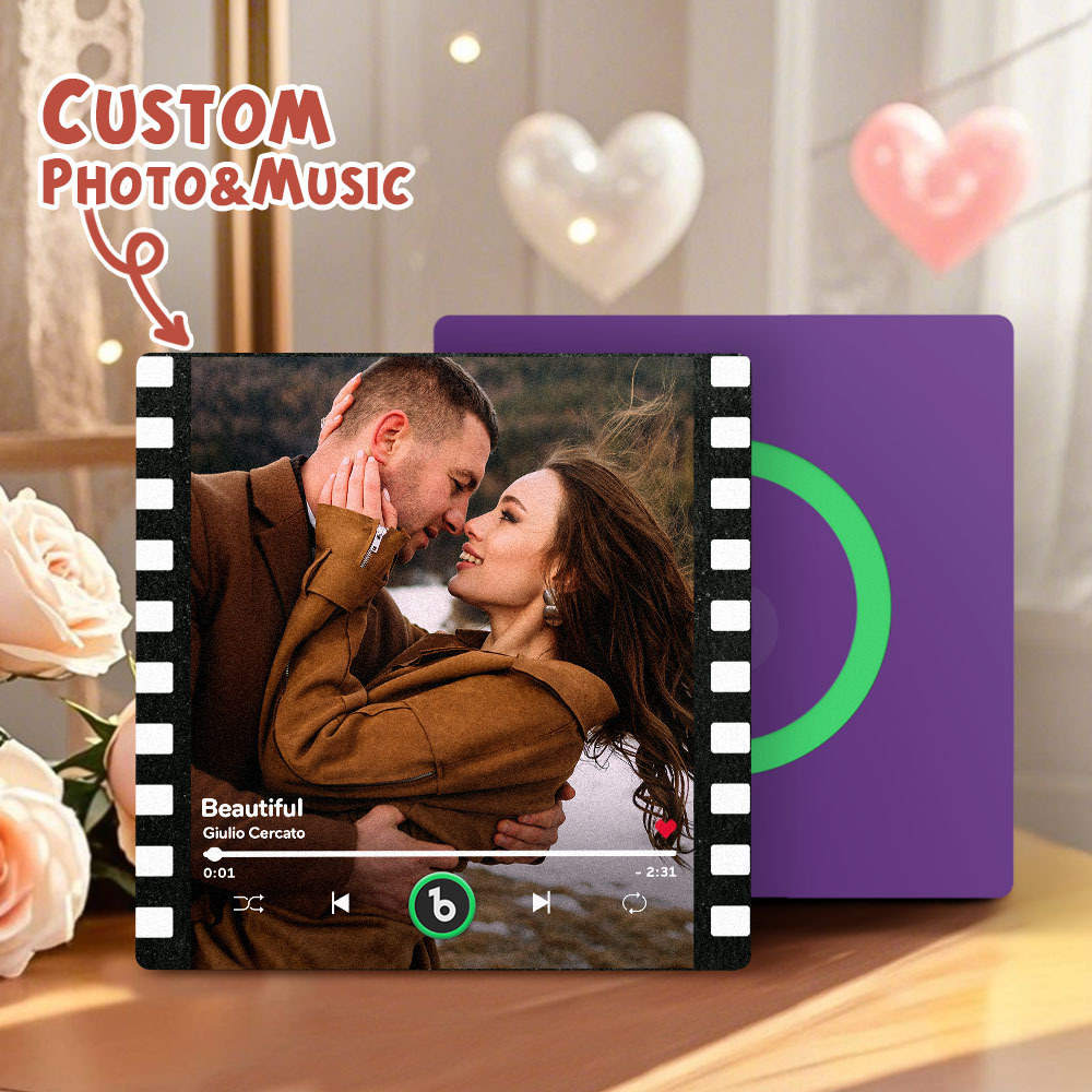 Custom Portrait Vintage Stamp Music Fridge Magnet Personalized Photo Name Postage Stamp Music Fridge Magnet That Can Play Song Gifts for Him - Bestchristmasgifts