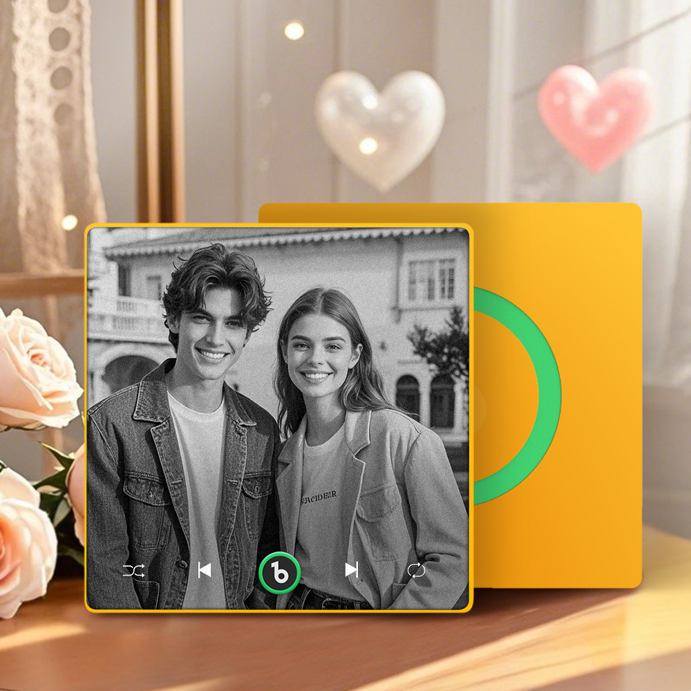 Custom Music Personalized Black & White Photo Fridge Magnet Supports Bluetooth Connectivity Custom Music Fridge Magnet Couple Gift Singing Refrigerator Magnet Wedding Gift for Him - Bestchristmasgifts