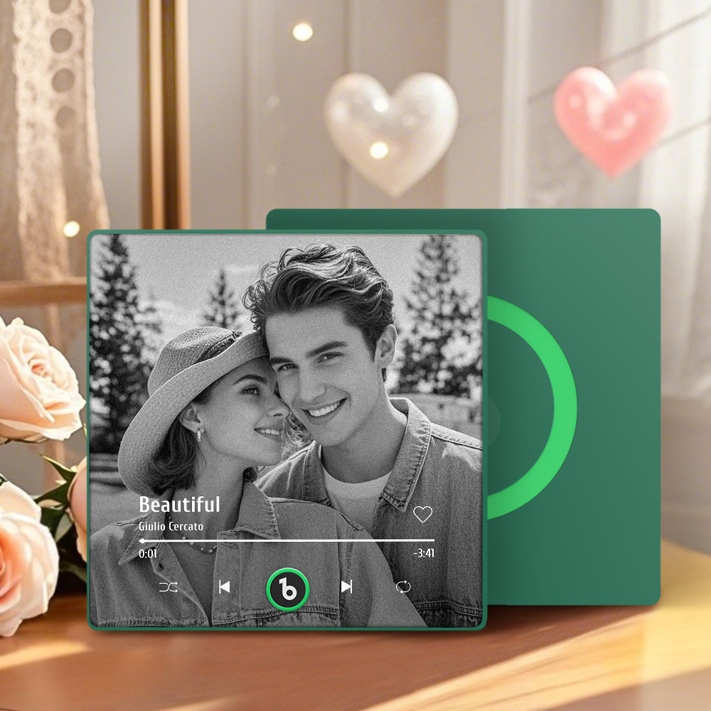 Custom Music Photo Fridge Magnet Personalized  Black & White Photo Music Fridge Magnet That Can Play Music Without Cellphone Supports Bluetooth Connectivity Wedding Gift for Her - Bestchristmasgifts