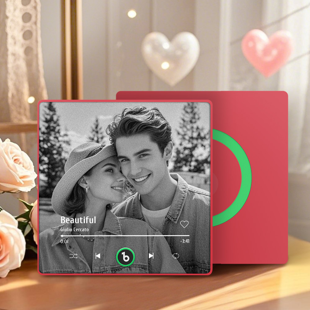 Custom Music Photo Fridge Magnet Personalized  Black & White Photo Music Fridge Magnet That Can Play Music Without Cellphone Supports Bluetooth Connectivity Wedding Gift for Her - Bestchristmasgifts