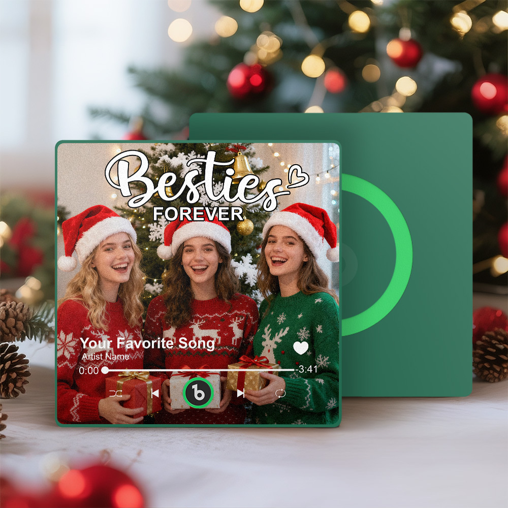 Personalized Music Fridge Magnet Custom Besties Forever Song Magnet Heartfelt Christmas Gift For Best Friends - Bestchristmasgifts
