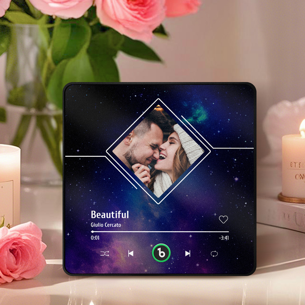 Customized Music Fridge Magnets Starry Sky Music Fridge Magnets Plaque Fridge Magnets Customizable Photos And Music Gift for Couple - Bestchristmasgifts