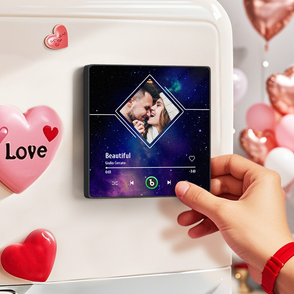 Customized Music Fridge Magnets Starry Sky Music Fridge Magnets Plaque Fridge Magnets Customizable Photos And Music Gift for Couple - Bestchristmasgifts