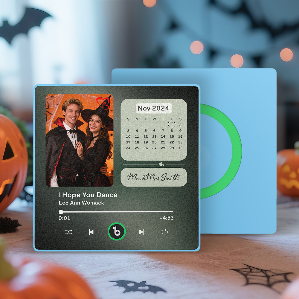 Custom Music Fridge Magnet Personalized Photo Calendar Fridge Magnet With Music That Can Play Song Calendar Gifts Halloween Gifts for Couple - Bestchristmasgifts
