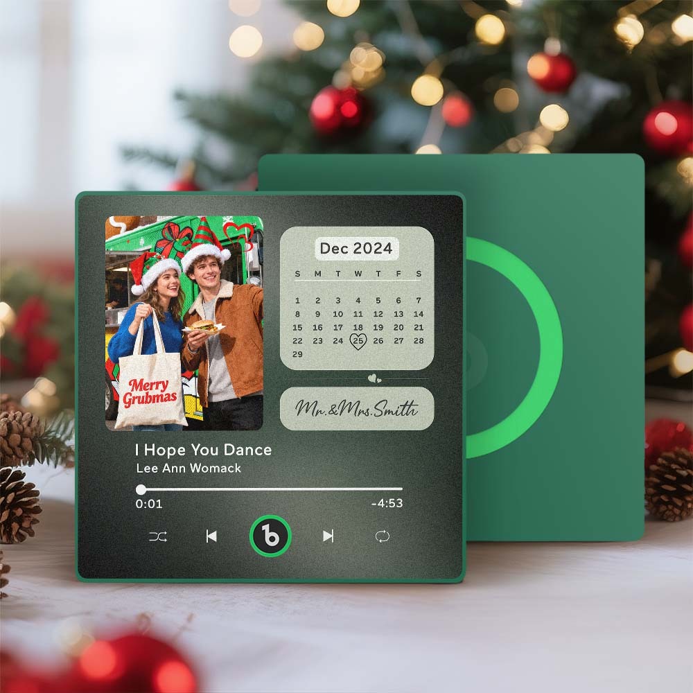 Custom Music Fridge Magnet Personalized Photo Calendar Fridge Magnet With Music That Can Play Song Calendar Gifts Christmas Gifts for Couple - Bestchristmasgifts