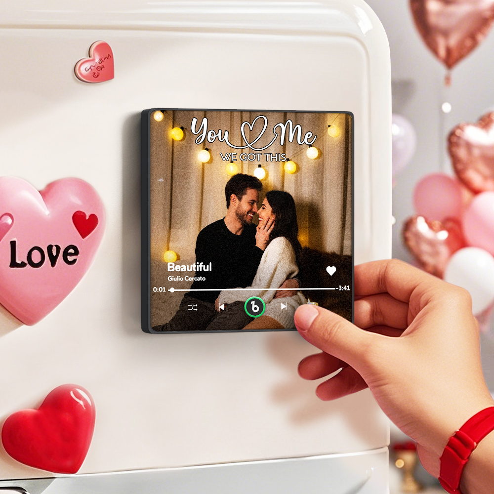 Personalized Music Fridge Magnet Couple Together Upload Photo Song Magnet Gifts for Couple - Bestchristmasgifts