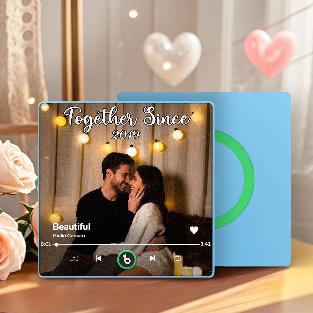 Personalized Music Fridge Magnet Couple Together Upload Photo Song Magnet Gifts for Couple - Bestchristmasgifts