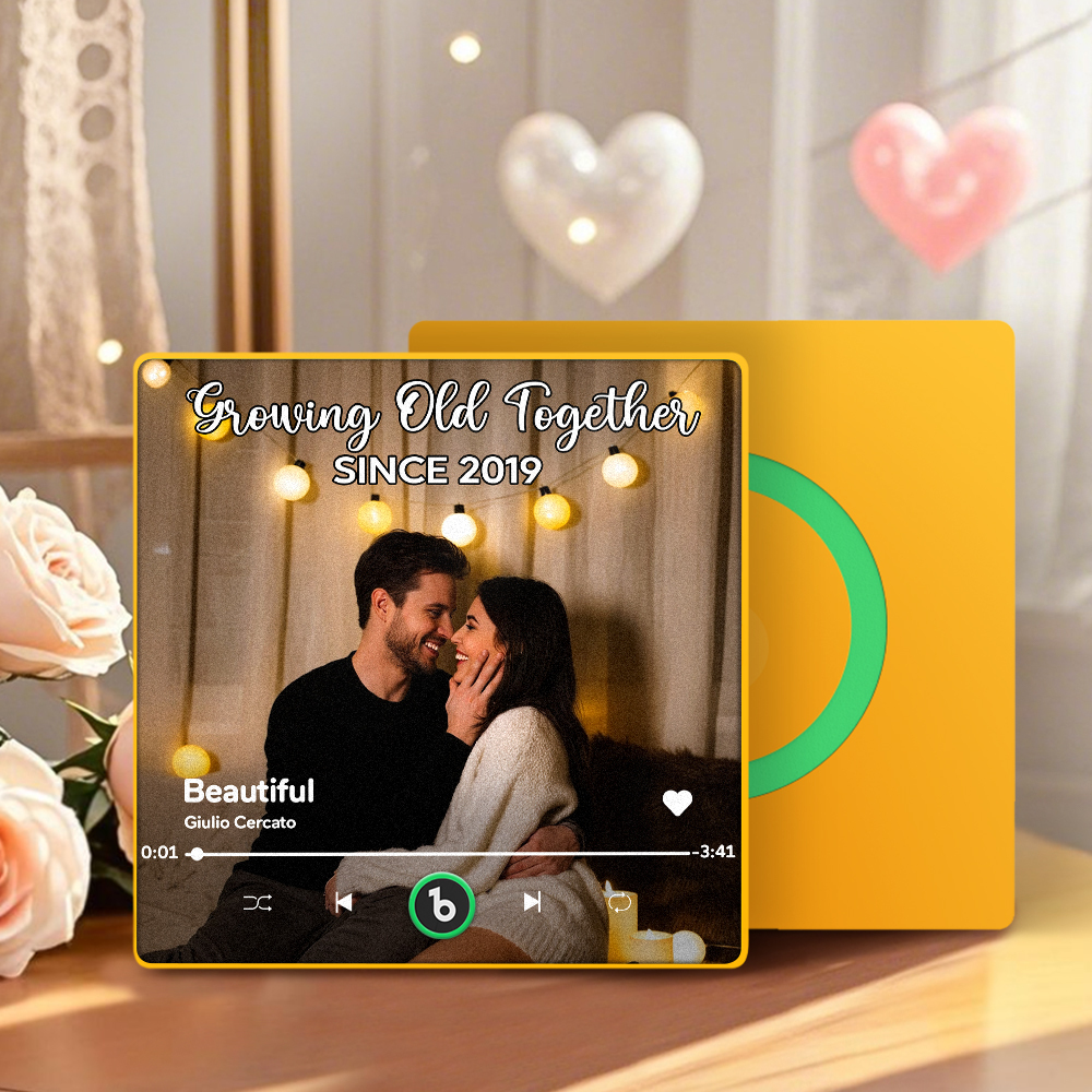 Personalized Music Fridge Magnet Couple Together Upload Photo Song Magnet Gifts for Couple - Bestchristmasgifts