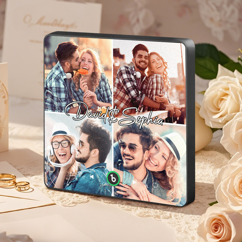 Custom Music Fridge Magnet Gift Personalized Custom 4 Photo Name Magnet Music Box Valentine s Day Gift Anniversary Gift Music Box Play Song Gift - Bestchristmasgifts