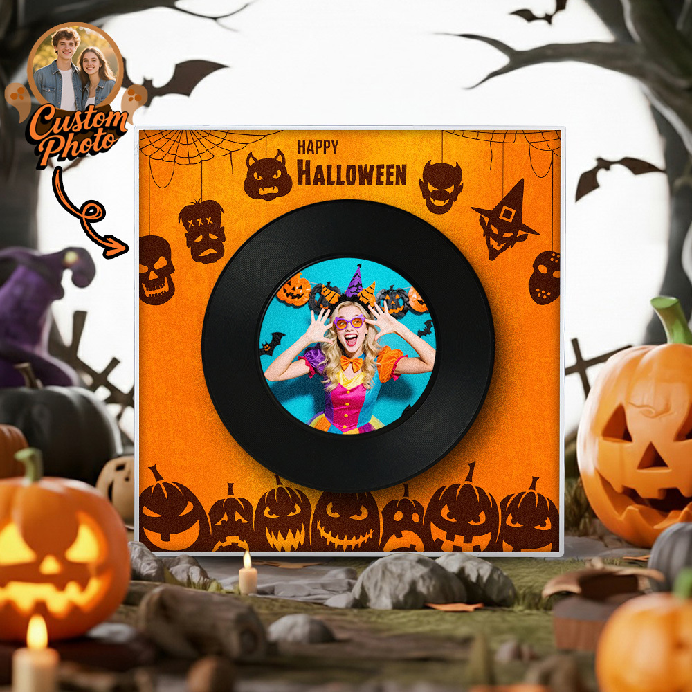 Halloween Fridge Magnet Custom Music & Photo Fridge Magnet Can Customize 1-6  Vinyl Record and Songs Personalized Vintage Photo Song That Can Play Music Halloween Gifts for Couple - Bestchristmasgifts
