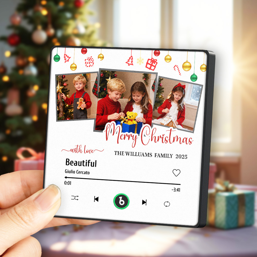 Custom Music Fridge Magnet Colorful Frame Photo and Text Fridge Magnet Gift for Christmas - Bestchristmasgifts