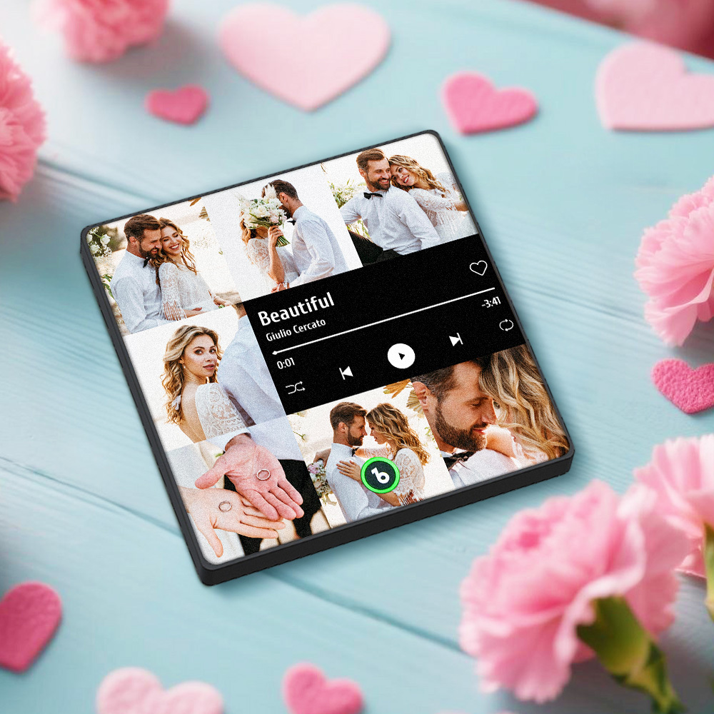 Personalized Music Fridge Magnet Plays Custom Music Fridge Magnet Couple Gifts with Photo Home Decor Best Gift for Boyfriend Girlfriend - Bestchristmasgifts