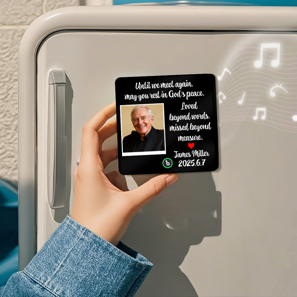 Memorial Song Magnet Custom Photo Magnet with Music Player Personalized Loss Gifts Sympathy Gift Always Loved Picture Fridge Magnet - Bestchristmasgifts
