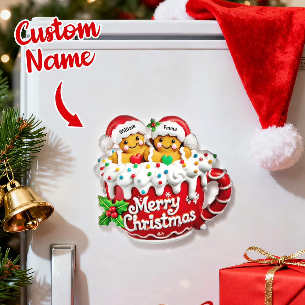 Merry Christmas - Personalized Gingerbread Acrylic Fridge Magnet