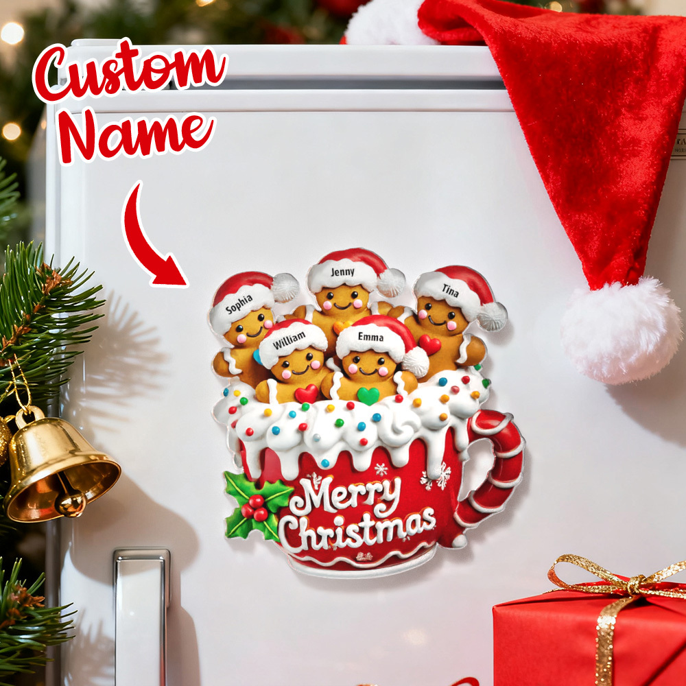 Merry Christmas - Personalized Gingerbread Acrylic Fridge Magnet
