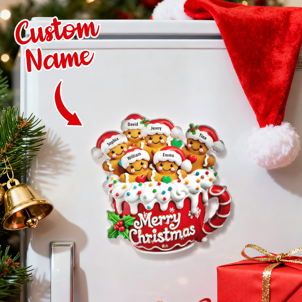 Merry Christmas - Personalized Gingerbread Acrylic Fridge Magnet