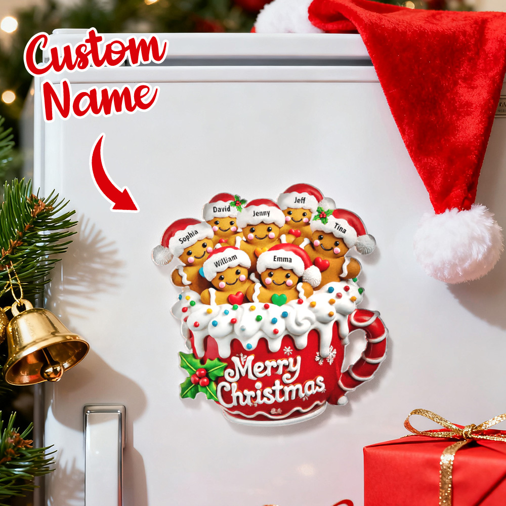 Merry Christmas - Personalized Gingerbread Acrylic Fridge Magnet