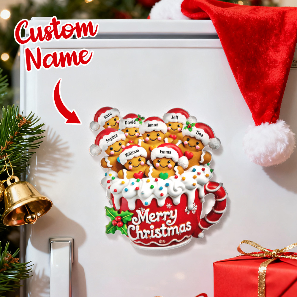Merry Christmas - Personalized Gingerbread Acrylic Fridge Magnet