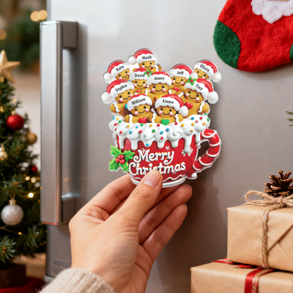 Merry Christmas - Personalized Gingerbread Acrylic Fridge Magnet