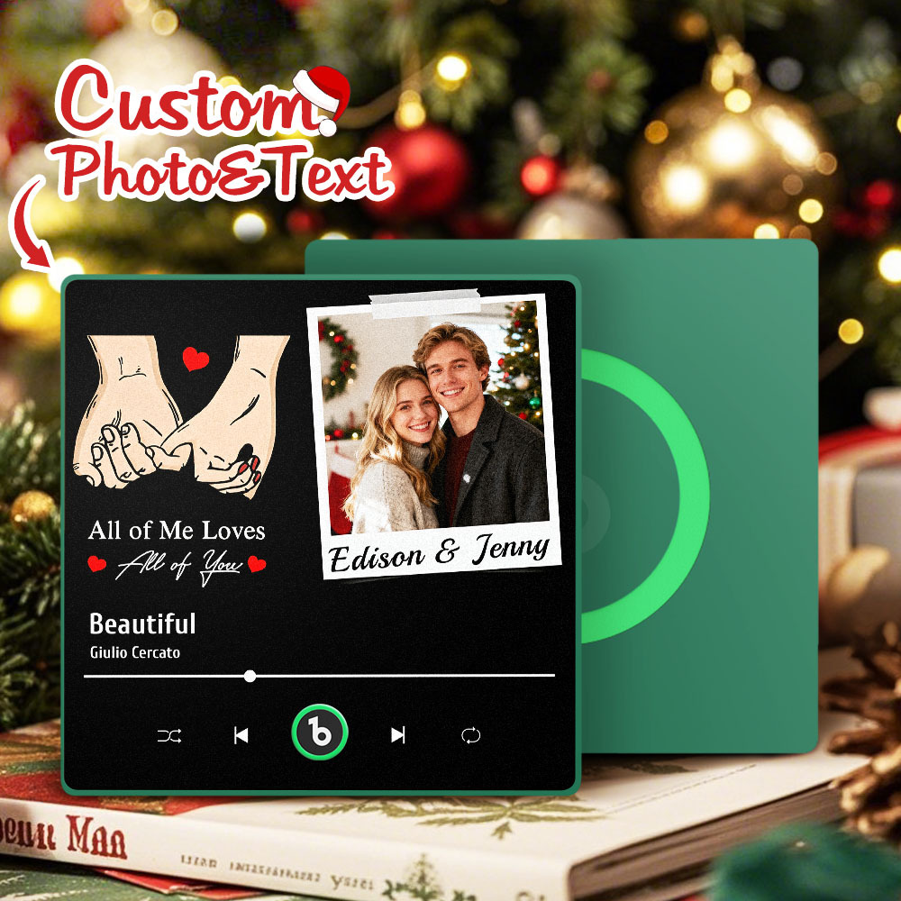 Personalized Picture Music Fridge Magnet Best Gift for Couple "All Of Me Loves All Of You" Christmas Gifts - Bestchristmasgifts