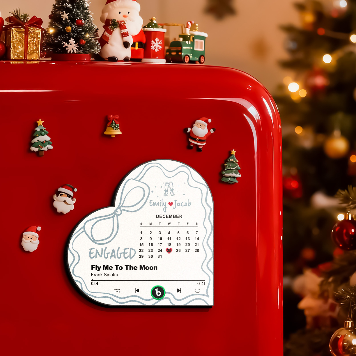 Special Gift For Couple - Engaged - Fly me to the moon - Engagement Gift - First christmas - Personalized Heart Frame Music Fridge Magnet - Bestchristmasgifts