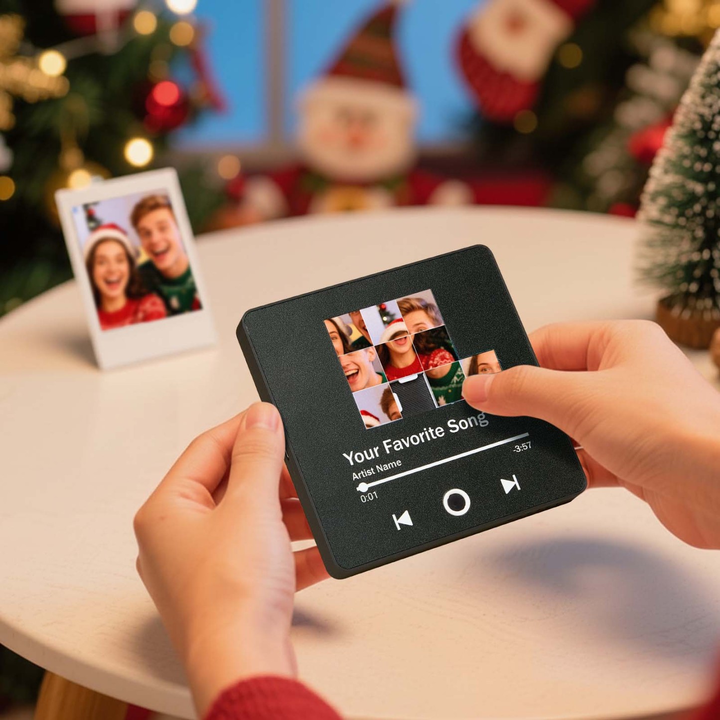 Custom Sliding Puzzle Music Photo Fridge Magnet, Personalized Photo & Song, Best Christmas Gift for Couple, Family, Friend
