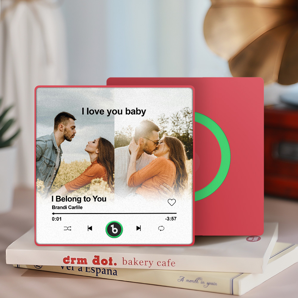 Custom Music Fridge Magnet Personalized 2 Photos Song Magnet Valentine's Day Anniversary Gift for Lover - Bestchristmasgifts