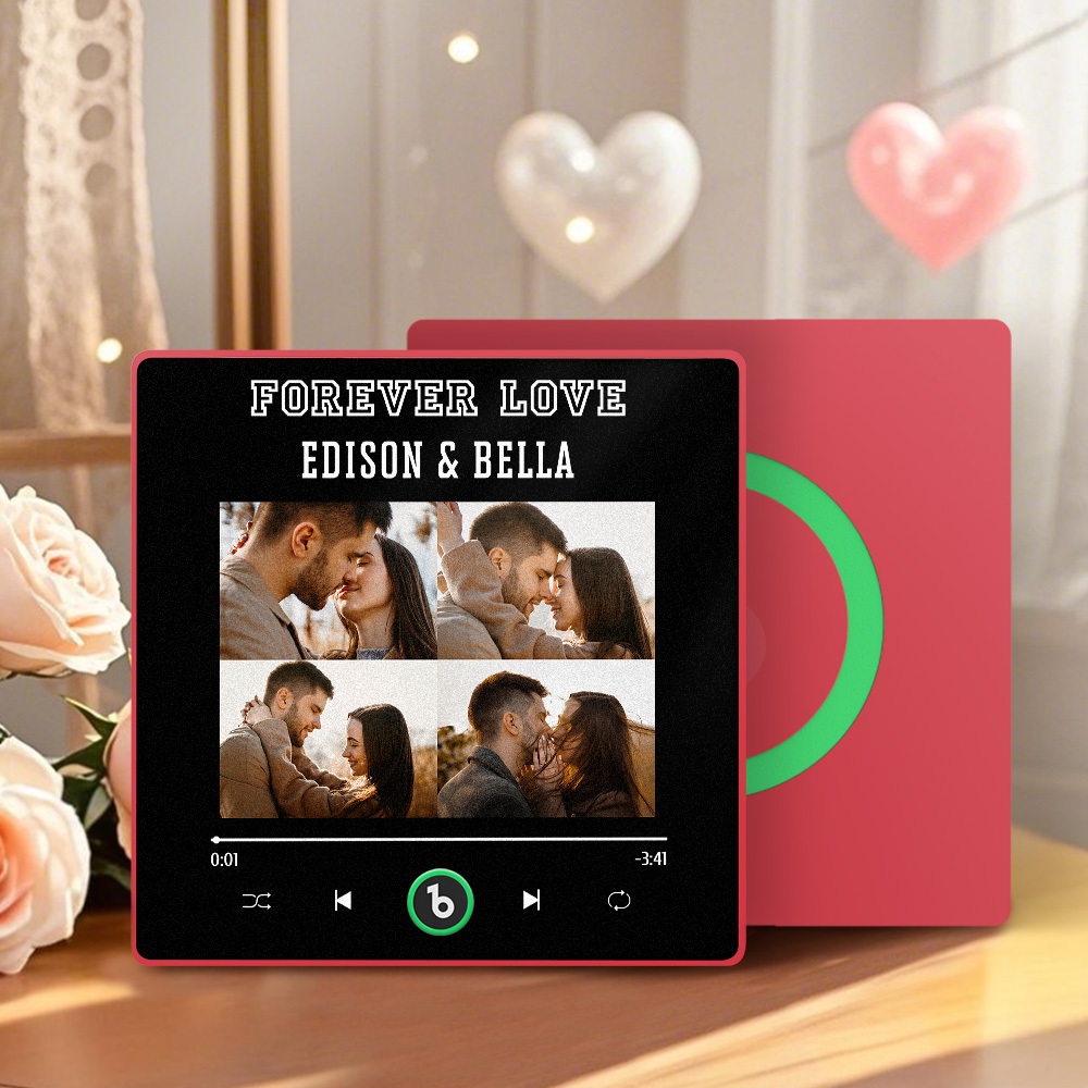 Custom Music Fridge Magnet Personalized 4 Photos Song Magnet Valentine's Day Gift Anniversary Gift for Lover - Bestchristmasgifts