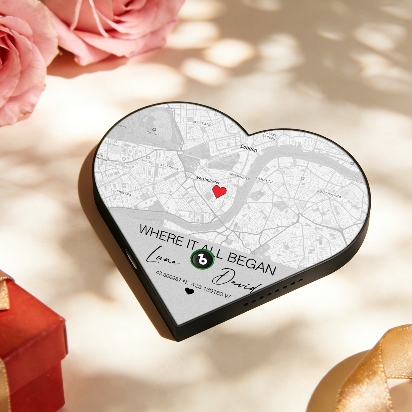 Custom Heart-Shaped Music Fridge Magnet Location Map Fridge Magnet Romantic Gift for Couples Valentine's Day Gifts - Bestchristmasgifts