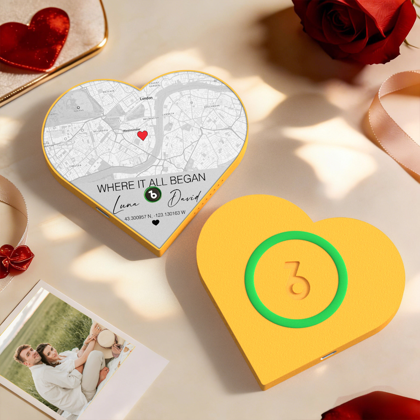 Custom Heart-Shaped Music Fridge Magnet Location Map Fridge Magnet Romantic Gift for Couples Valentine's Day Gifts - Bestchristmasgifts