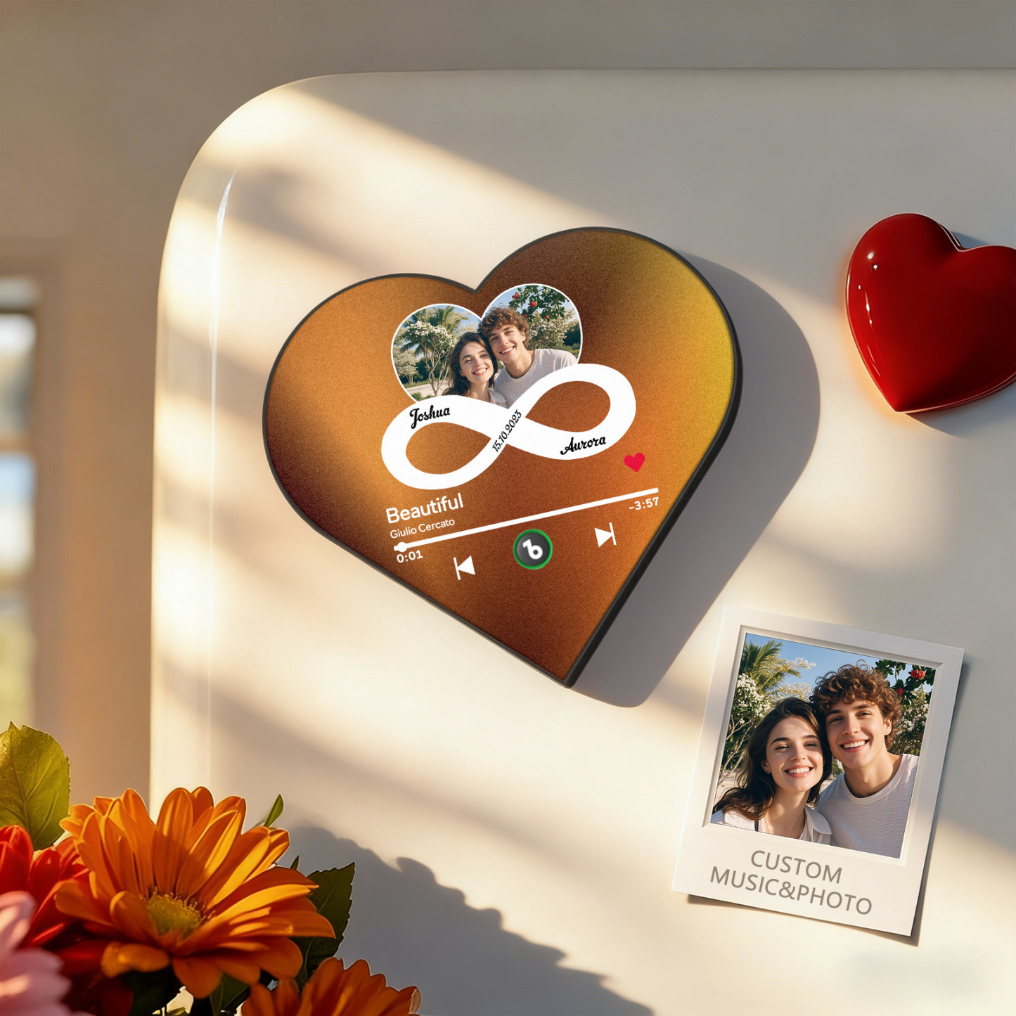 Custom Heart-Shaped Photo Music Fridge Magnet Forever Love Romantic Gift for Couples Valentine's Day Gifts - Bestchristmasgifts