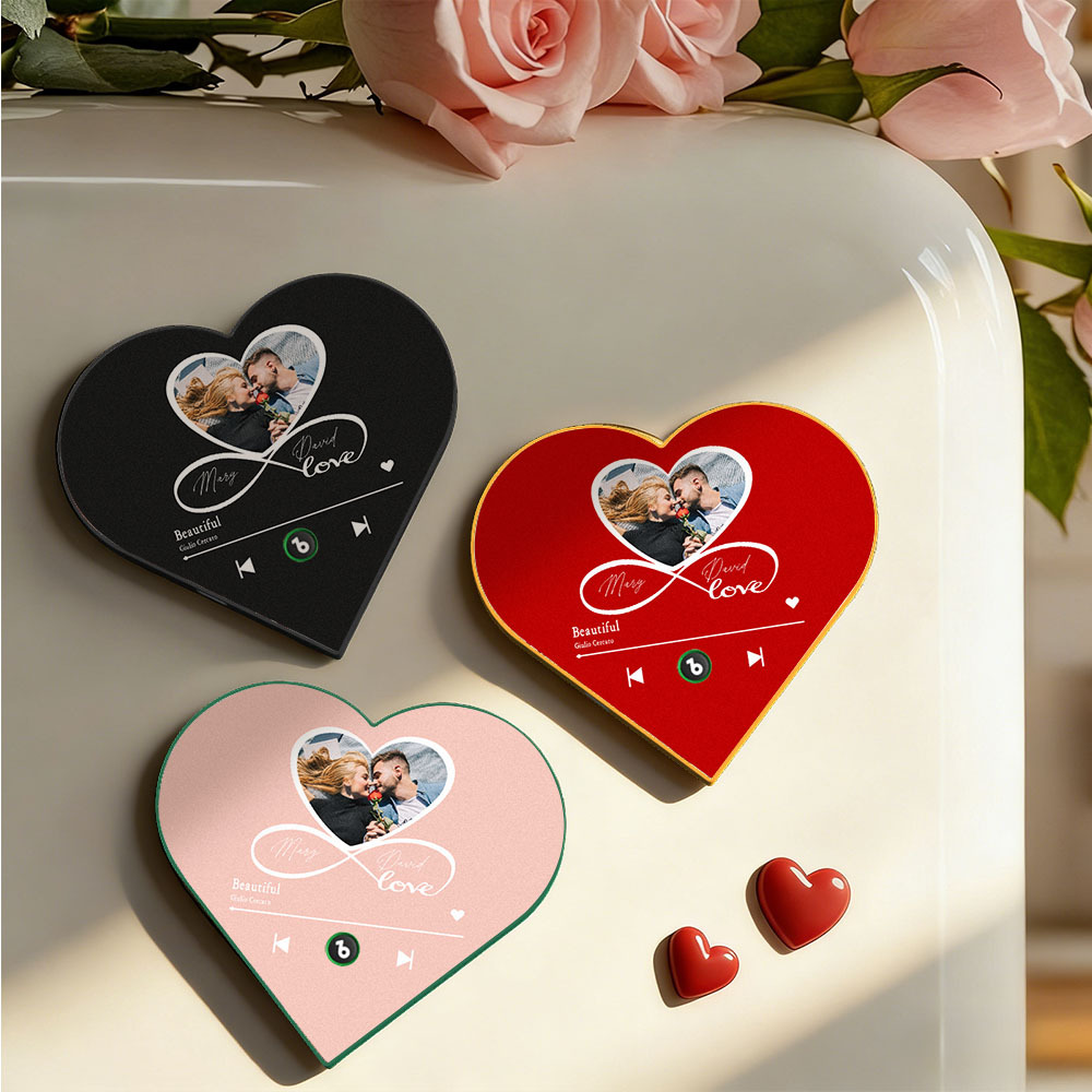 Custom Heart-Shaped Photo Music Fridge Magnet Infinite Love Romantic Gift for Couples Valentine's Day Gifts - Bestchristmasgifts