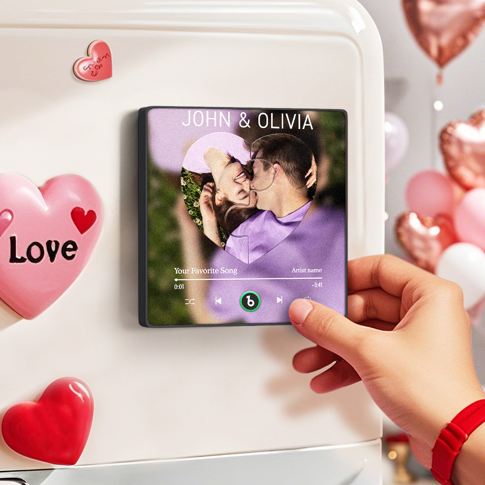 Custom Music Refrigerator Magnet Personalized Song & Photo Unique Gift for Music Lovers Sound & Image Keepsake Gift - Bestchristmasgifts