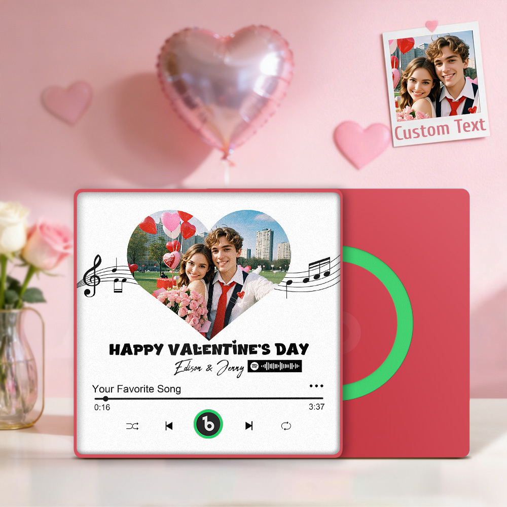 Personalized Music Player Fridge Magnet With Photo Custom Couple Magnet Romantic Anniversary Valentine’s Day Gift - Bestchristmasgifts