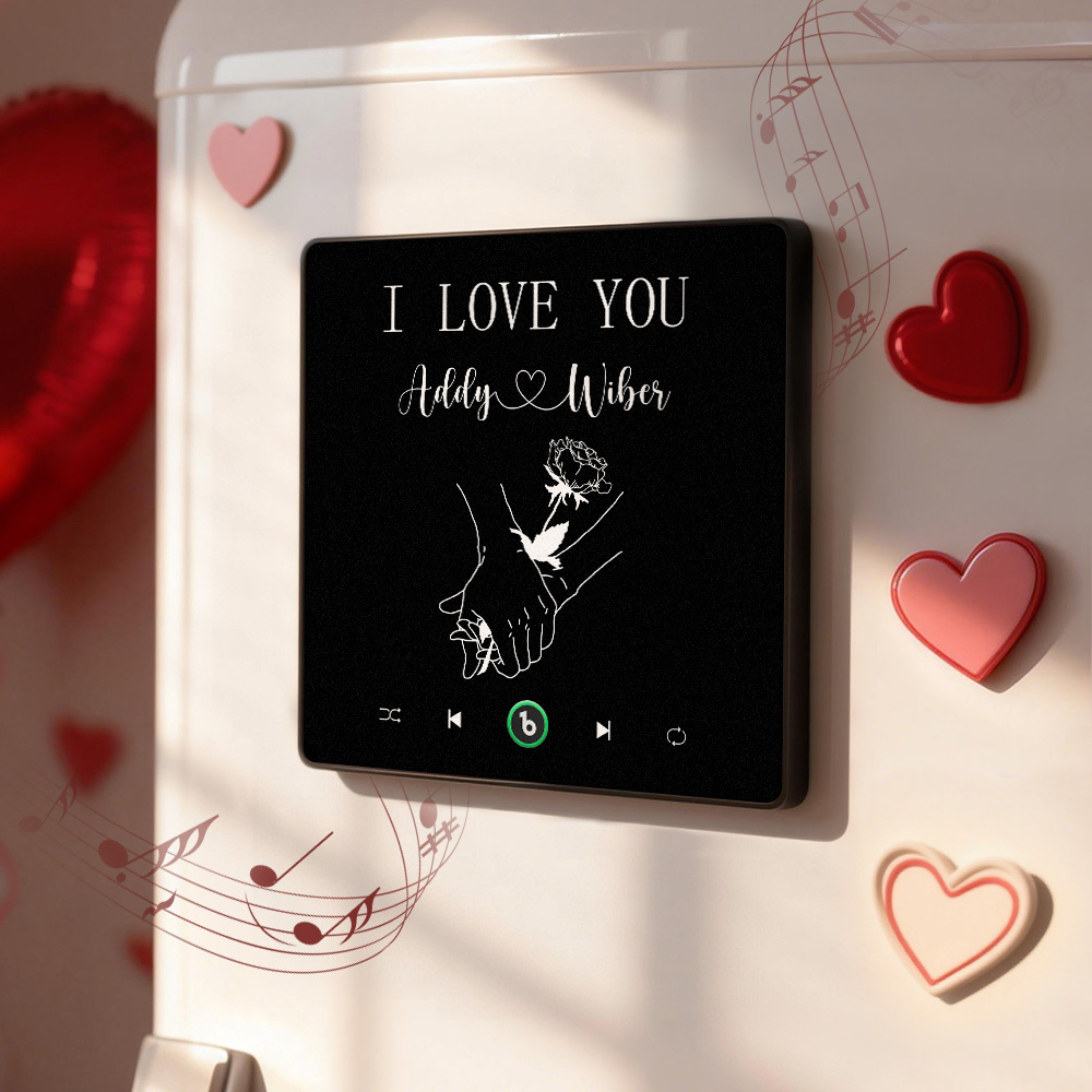 Personalized Song Fridge Magnet Custom I LOVE YOU Fridge Magnet With Music Valentine's Day Gift Anniversary Gift For Couple - Bestchristmasgifts