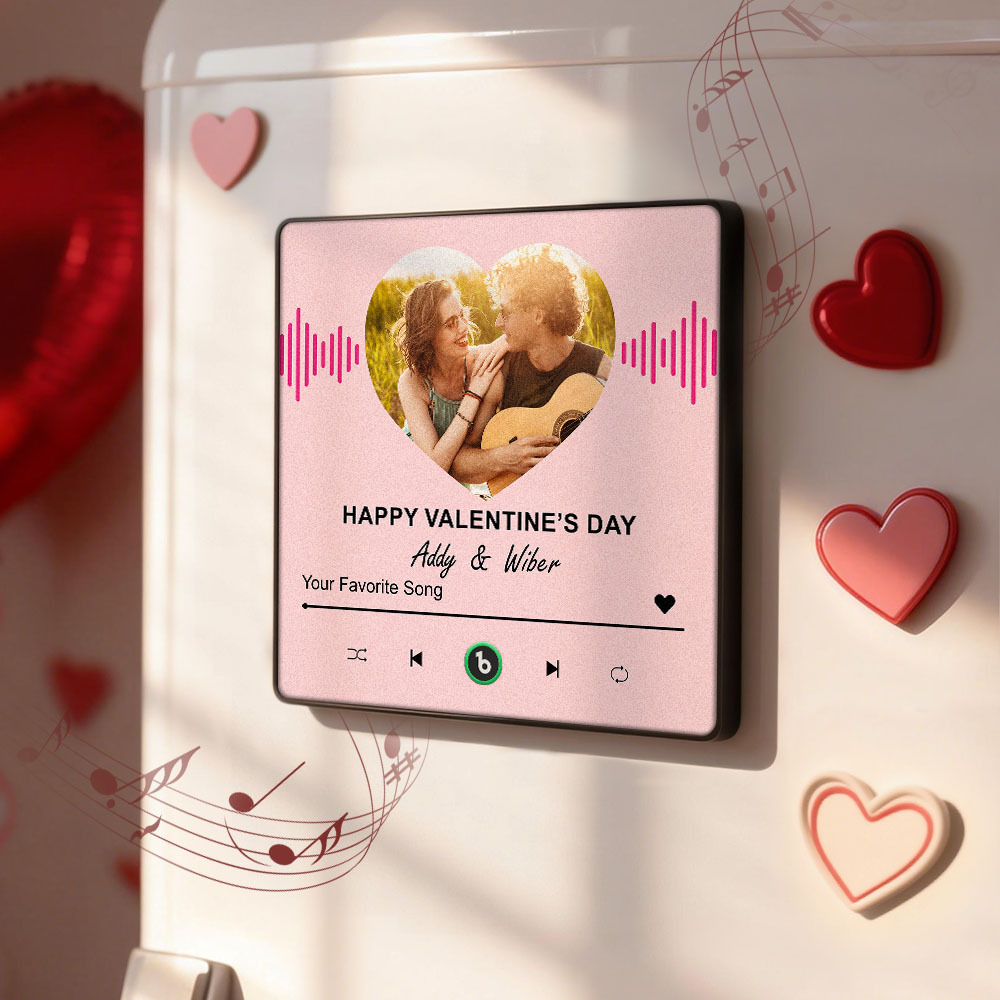 Custom Photo Music Fridge Magnet Personalized Photo Magnet With Music Valentine's Day Gift - Bestchristmasgifts