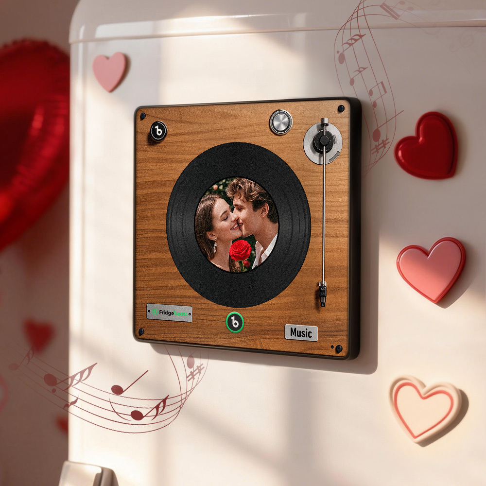 Custom Music Fridge Magnet Personalized Whole Song Photo Frame with Music Personalized Vinyl Record Picture Frame Valentine's Day Gifts for Boyfriend - Bestchristmasgifts