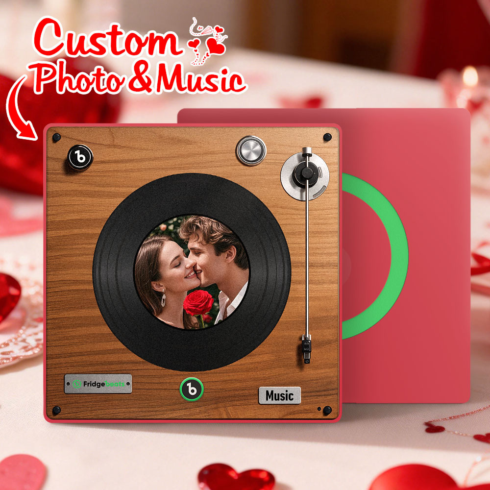 Custom Music Fridge Magnet Personalized Whole Song Photo Frame with Music Personalized Vinyl Record Picture Frame Valentine's Day Gifts for Boyfriend - Bestchristmasgifts