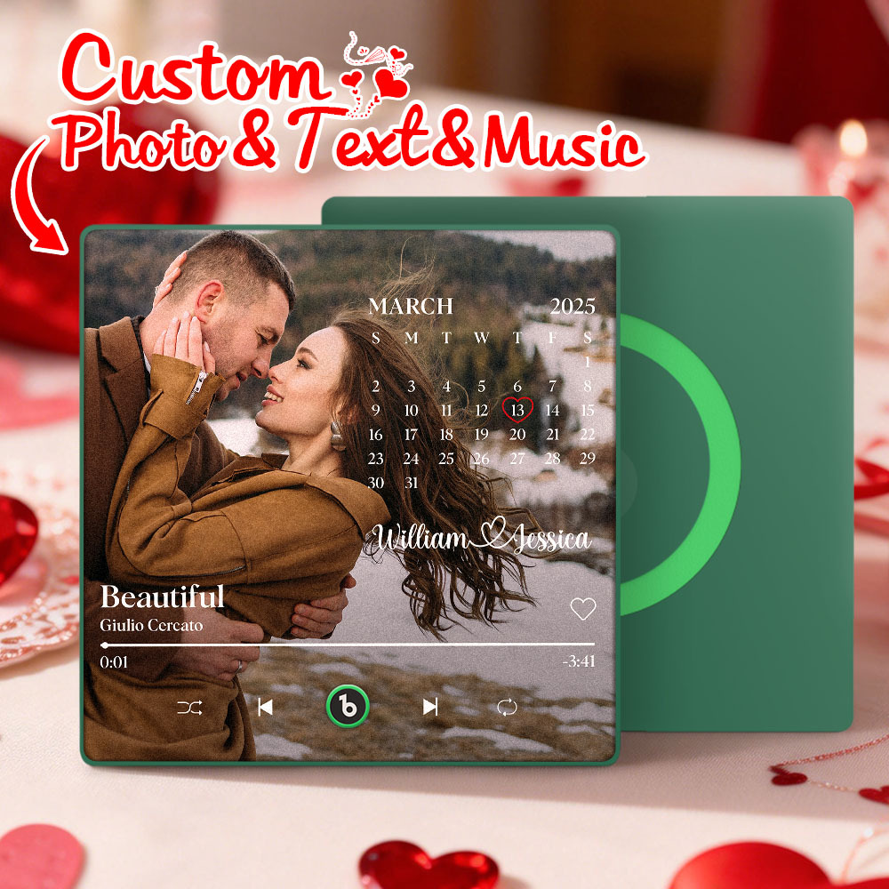 Custom Calendar Music Fridge Magnet Personalized Photo and Names Song Magnet Valentine's Day Gift Anniversary Wedding Gift for Lover - Bestchristmasgifts