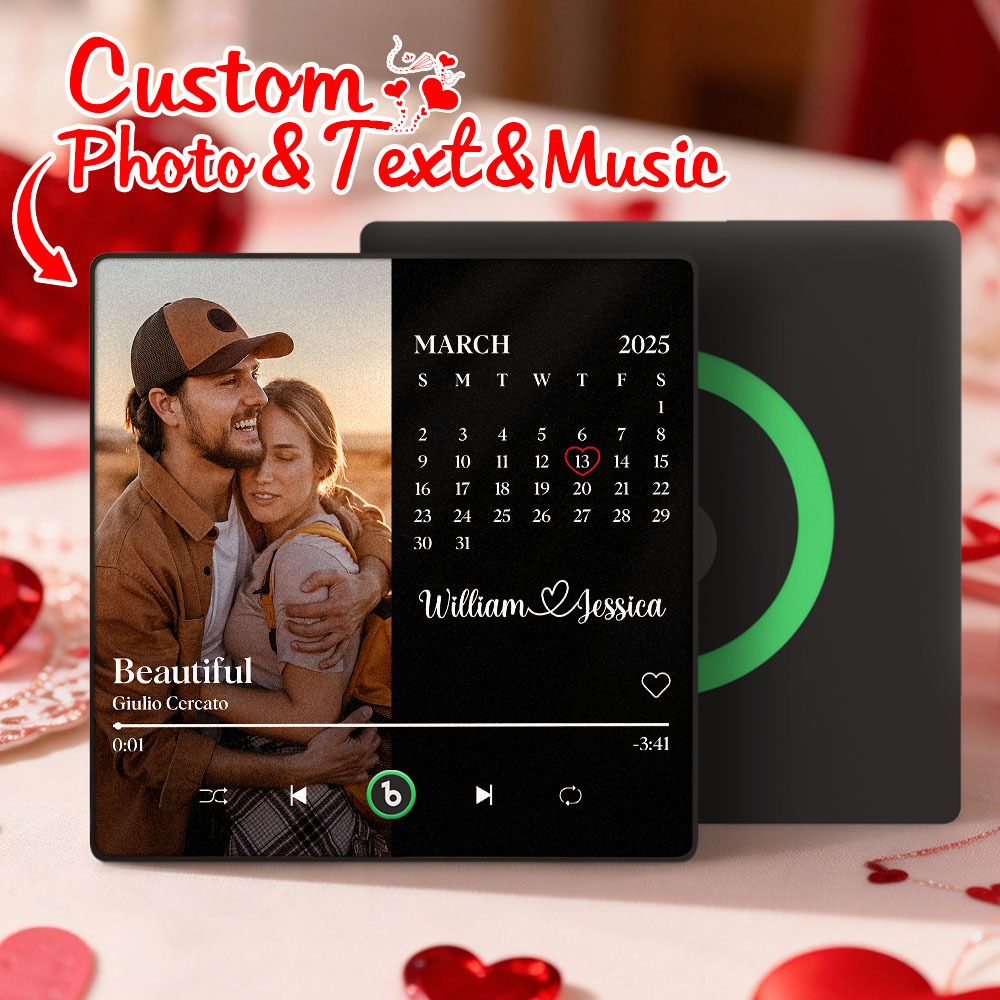 Custom Calendar Music Fridge Magnet Personalized Photo and Names Song Magnet Valentine's Day Gift Anniversary Wedding Gift for Lover - Bestchristmasgifts