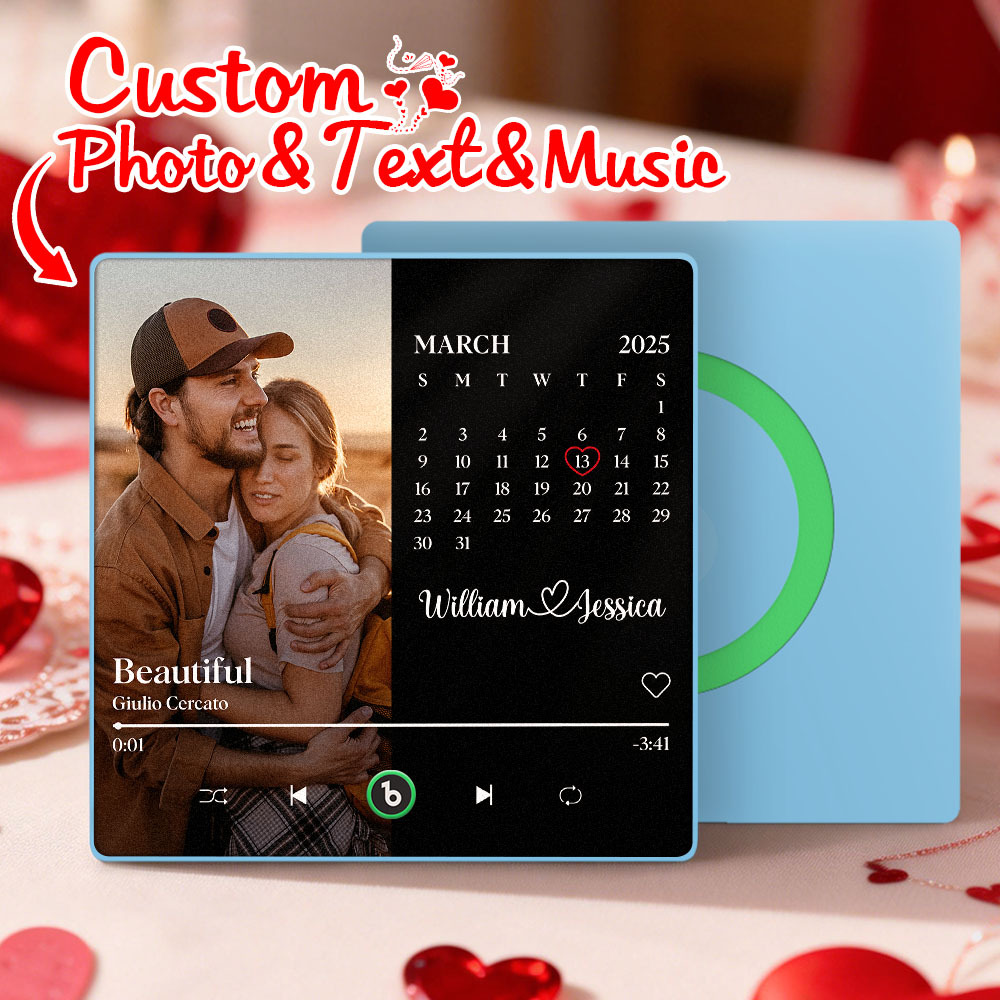 Custom Calendar Music Fridge Magnet Personalized Photo and Names Song Magnet Valentine's Day Gift Anniversary Wedding Gift for Lover - Bestchristmasgifts