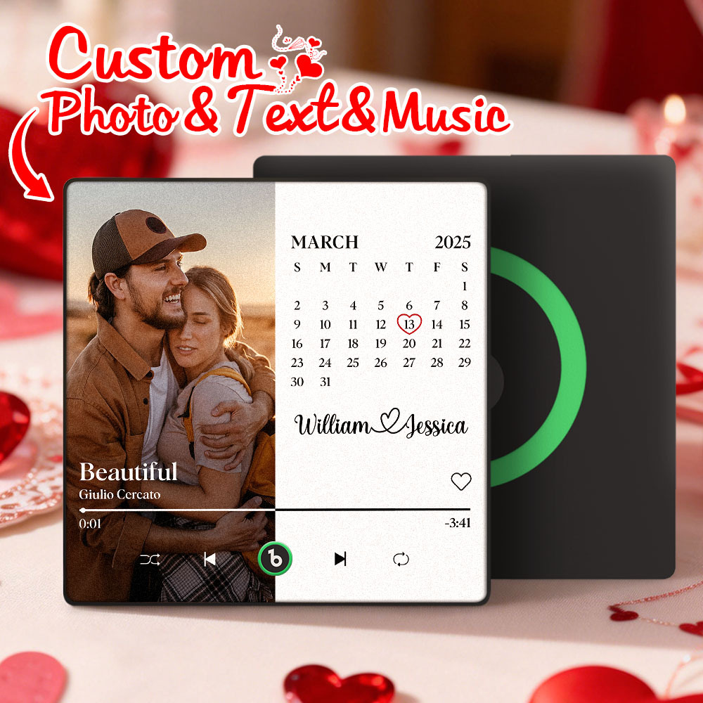 Custom Calendar Music Fridge Magnet Personalized Photo and Names Song Magnet Valentine's Day Gift Anniversary Wedding Gift for Lover - Bestchristmasgifts