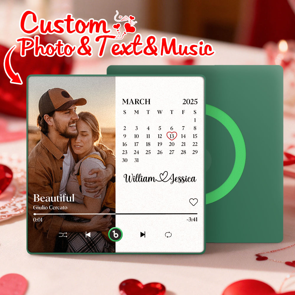 Custom Calendar Music Fridge Magnet Personalized Photo and Names Song Magnet Valentine's Day Gift Anniversary Wedding Gift for Lover - Bestchristmasgifts
