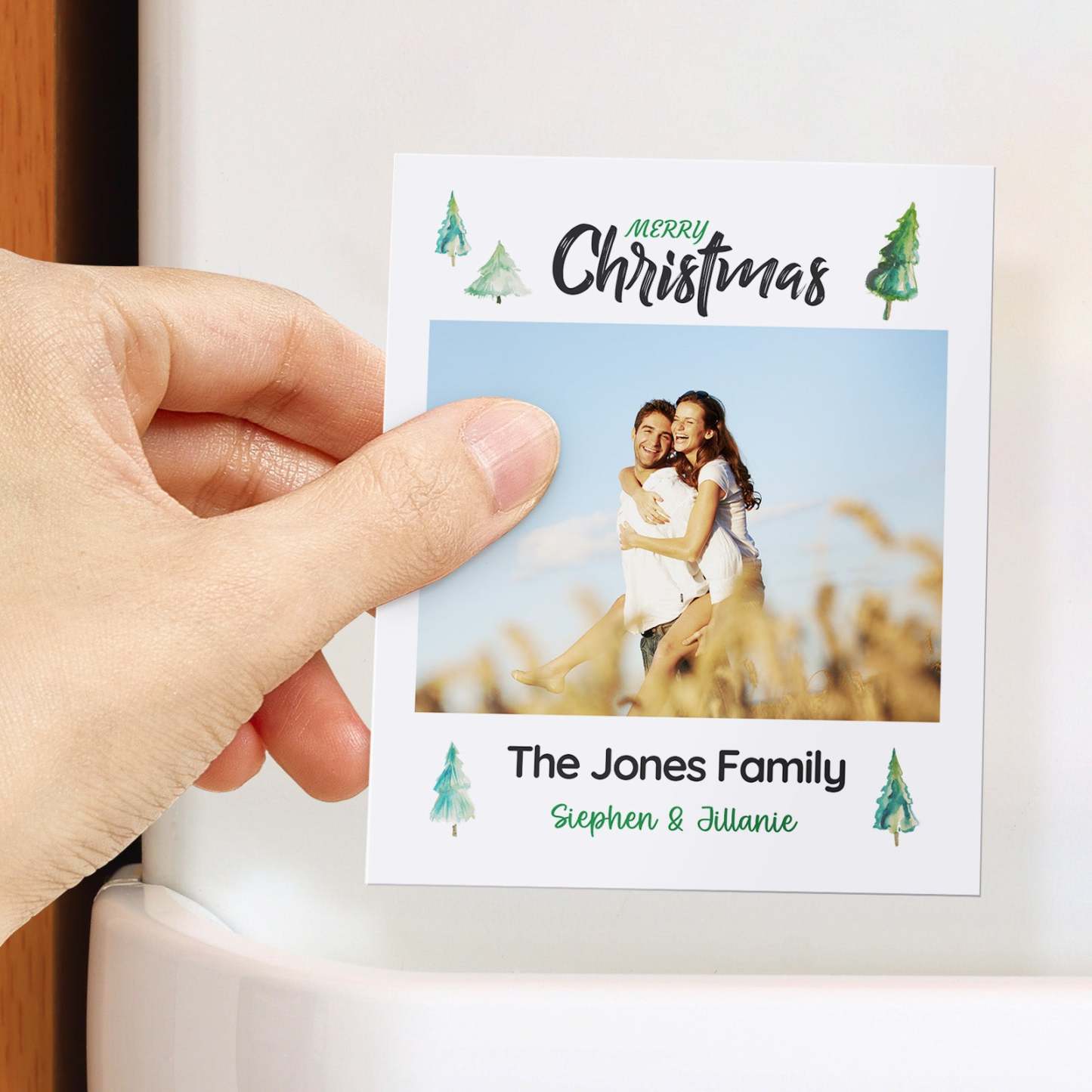 Custom Photo Fridge Magnet Christmas Wall Photo Sticker with Your Text Gift for Couple - SantaSocks
