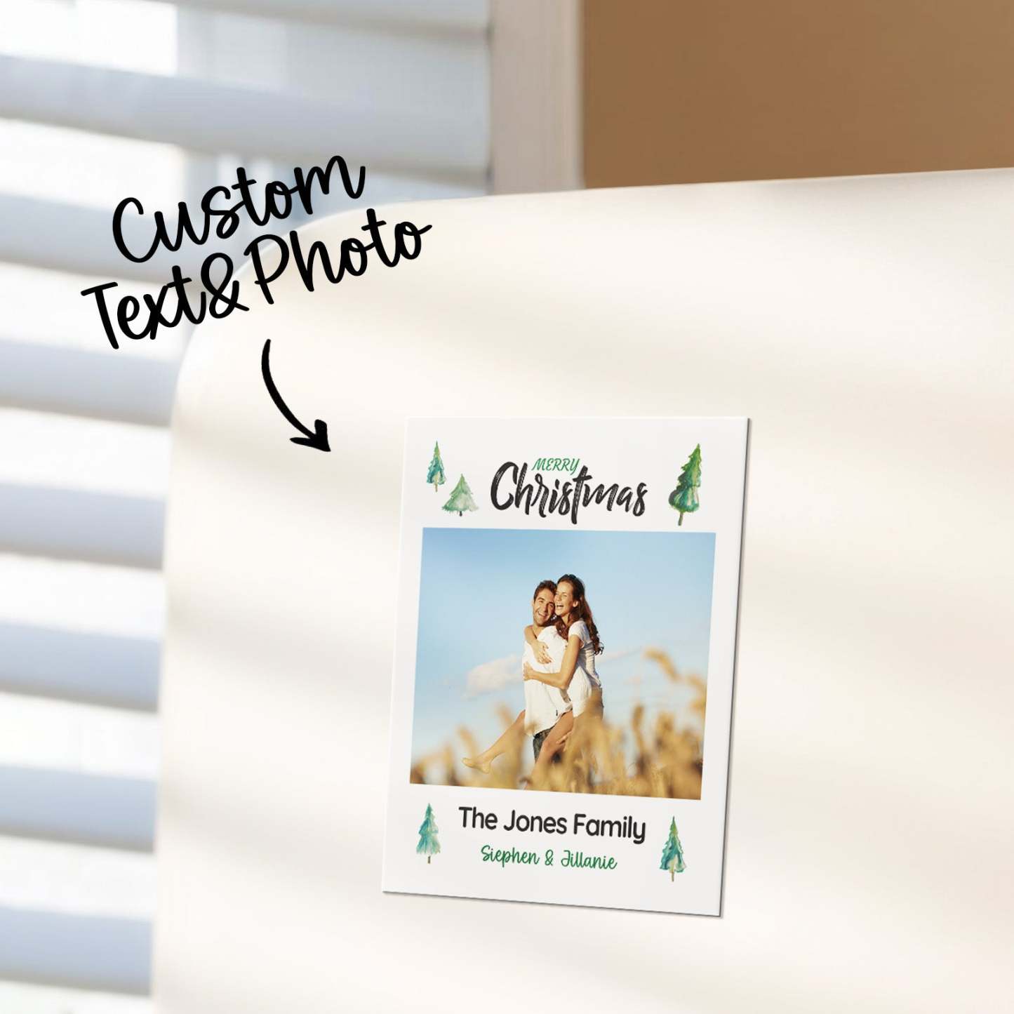 Custom Photo Fridge Magnet Christmas Wall Photo Sticker with Your Text Gift for Couple - SantaSocks
