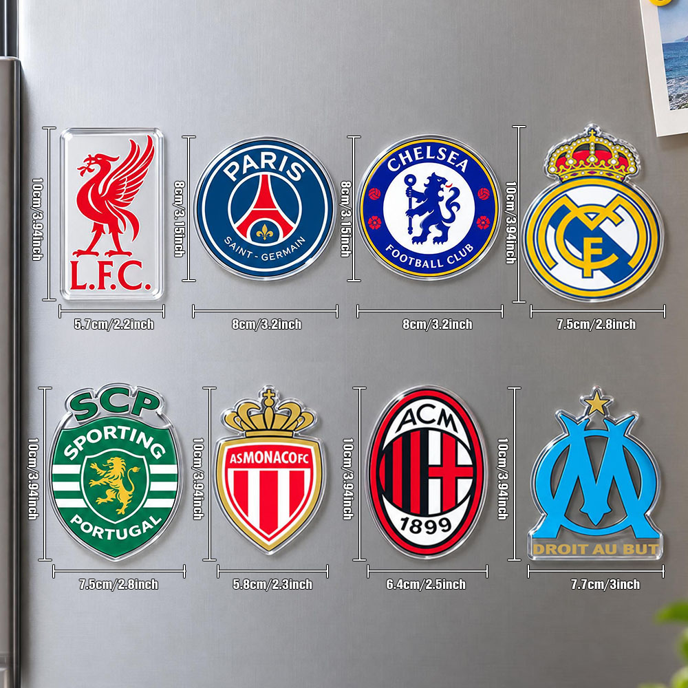 Football Club Badge Acrylic Fridge Magnet | Soccer Team Crest Refrigerator Magnet
