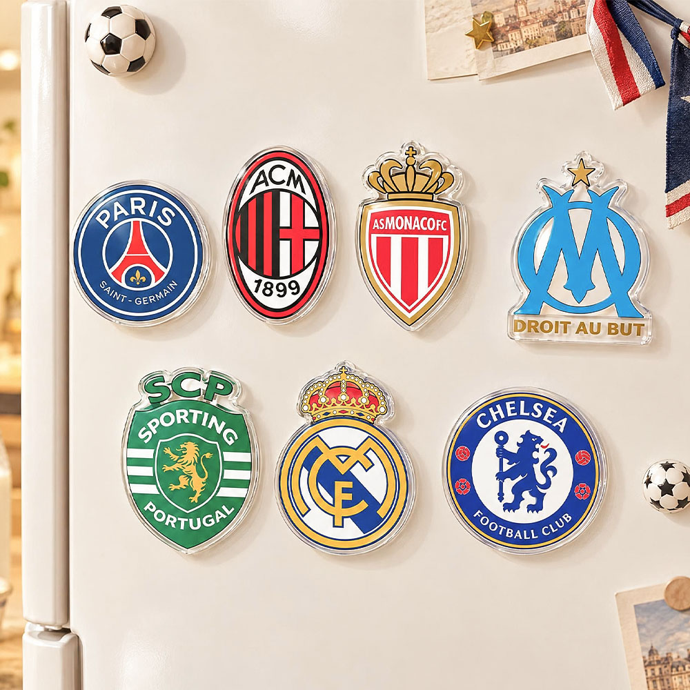 Football Club Badge Acrylic Fridge Magnet | Soccer Team Crest Refrigerator Magnet