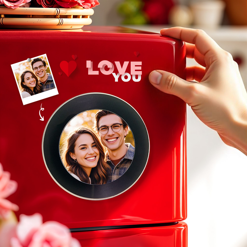 Custom Rotating Double Layer Acrylic NFC Fridge Magnets With  Photos And Songs Magnetic Fridge Magnets