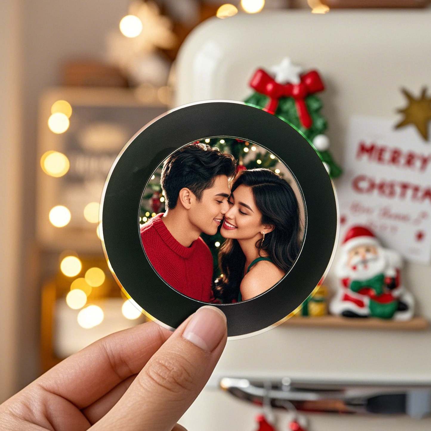 Custom Rotating Double Layer Acrylic Nfc Fridge Magnets With  Photos And Songs Magnetic Fridge Magnets - Bestchristmasgifts
