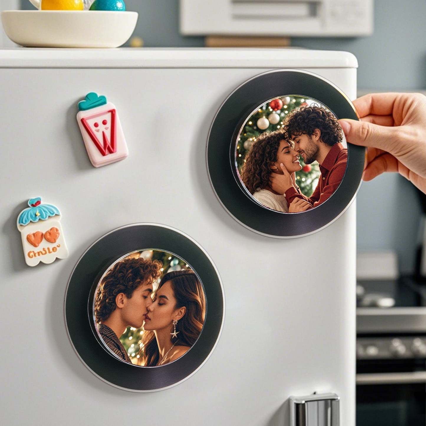 Custom Rotating Double Layer Acrylic Nfc Fridge Magnets With  Photos And Songs Magnetic Fridge Magnets - Bestchristmasgifts